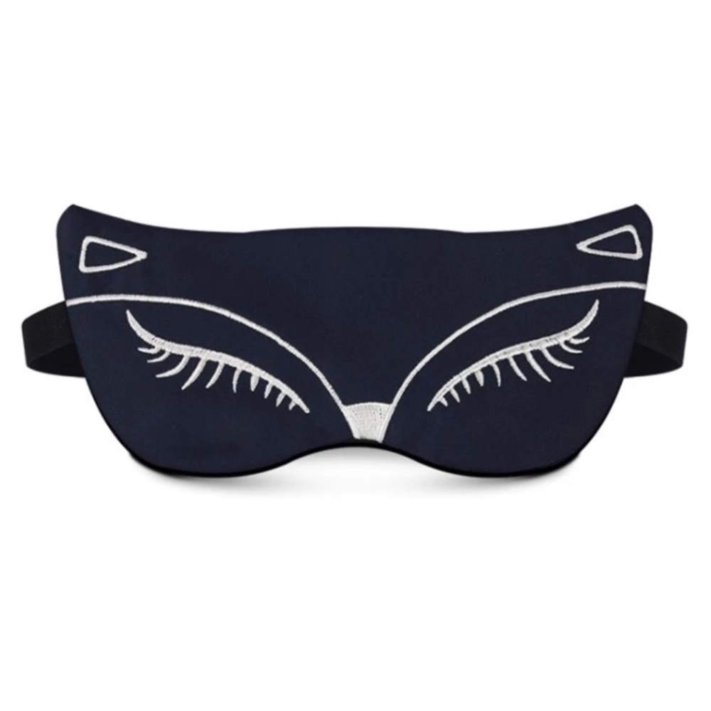 Foxy Embroidered Navy Sleeping Mask